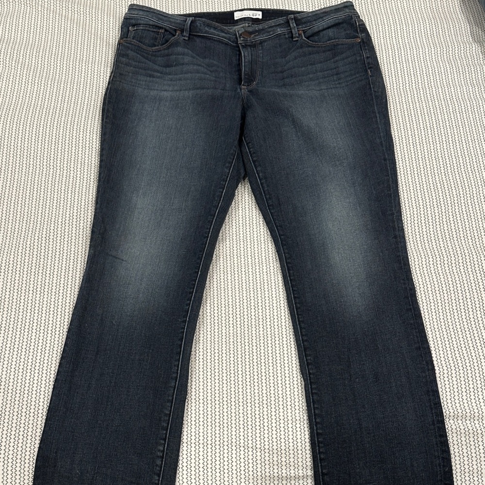 LOFT Women's Dark Wash Curvy Straight Leg Jeans 32/14